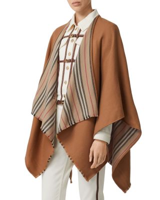 Burberry Icon Stripe Wool Cape | Bloomingdale's