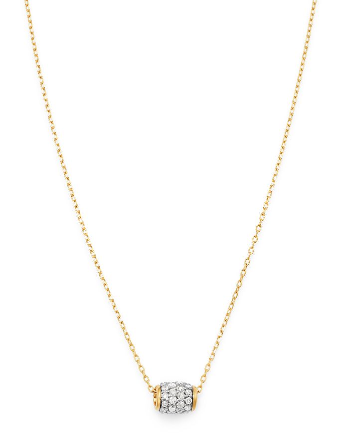 Adina Reyter 14k Yellow Gold Pave Diamond Super Tiny Barrel Pendant Necklace, 15-16 In White/gold