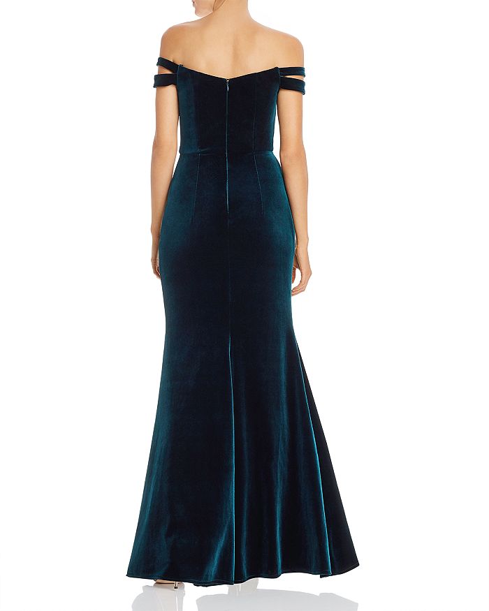 Aqua Off-the-shoulder Velvet Gown - 100% Exclusive In Hunter | ModeSens