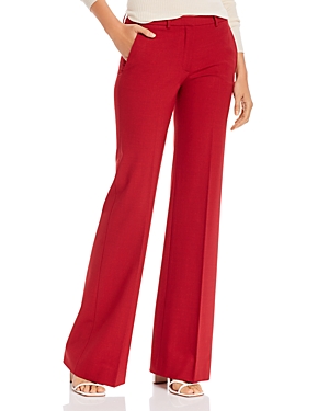 Theory Demitria Wool-blend Flared Pants In Crimson Melange