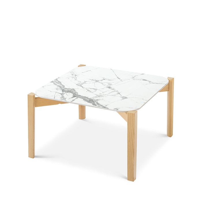 Calligaris Palette White Marble Cocktail Table In White Marble/oak