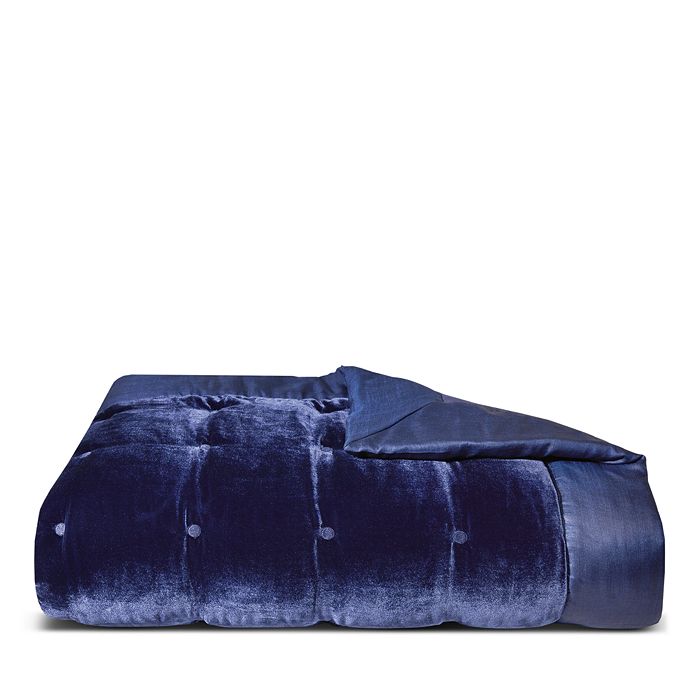 Yves Delorme Cocon Velvet Counterpane Quilt In Marine