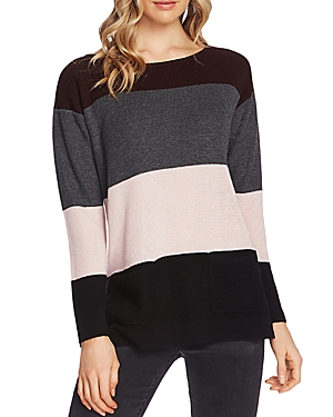 VINCE CAMUTO STRIPED WAFFLE-KNIT SWEATER,9159229