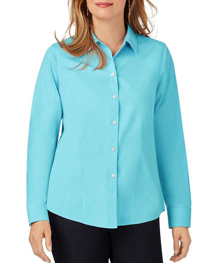 Foxcroft Dianna Cotton Non-iron Shirt In Blue Spruce