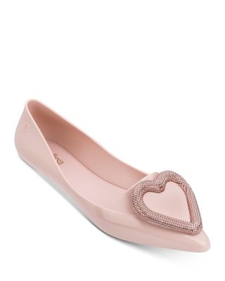 rose gold pointed toe flats