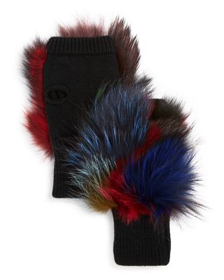 Jocelyn Insomniac Fox-Fur Trim Fingerless Gloves  display picture 1