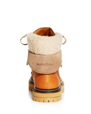 see by chloé women's shearling hiker boots