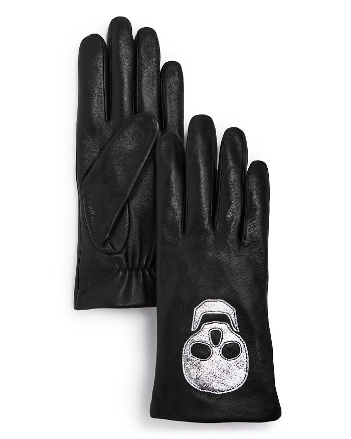 Aqua Skull Leather Tech Gloves - 100% Exclusive In Black