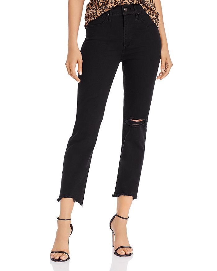 Levi's 724 High-Rise Cropped Straight-Leg Jeans in Black Pixel ...