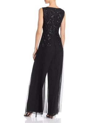 Adrianna Papell ★【ジャンプスーツ】Jumpsuit With Skirt Adrianna Papell Beaded Georgette Jumpsuit with Skirt Overlay