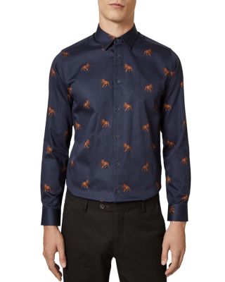Ted Baker Hailin Lion Print Slim Fit 