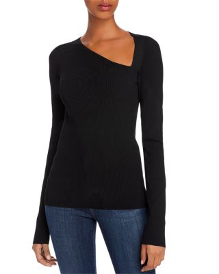 Helmut Lang - Asymmetric Ribbed Knit Pullover Top