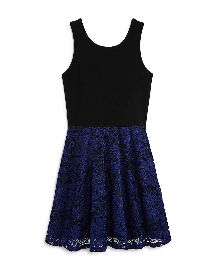 Aqua Girls' Lace-overlay Dress, Big Kid - 100% Exclusive In Navy