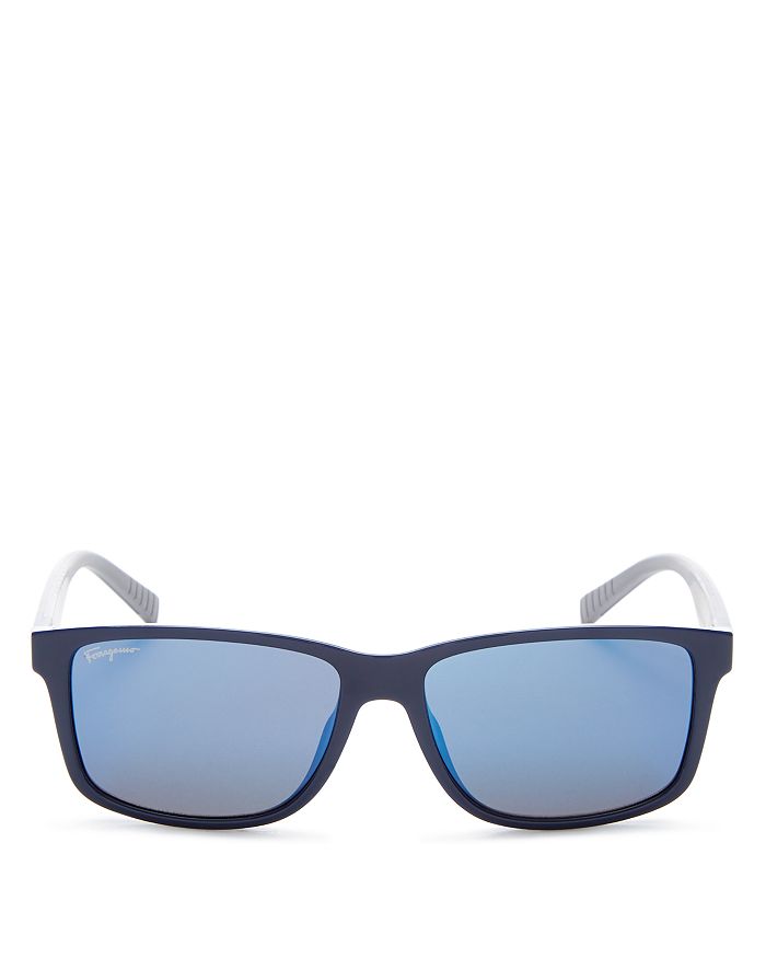 Ferragamo Men's Square Sunglasses, 57mm In Blue/gray Mirrored