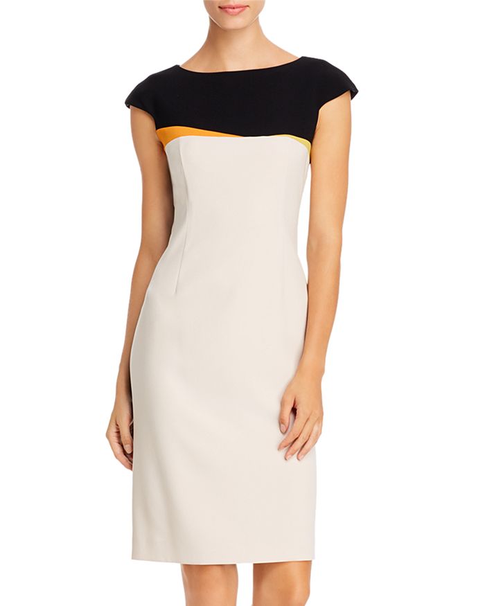 Paule Ka Color blocked Sheath Dress In Coquille noir ModeSens