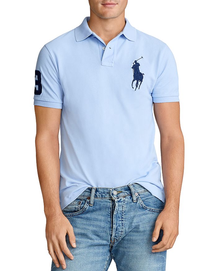 POLO RALPH LAUREN SLIM FIT MESH POLO SHIRT, Bright blue Men's Polo Shirt