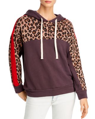 leopard panel drop shoulder sweatshirt
