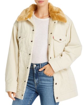 Levi's Oversize Corduroy Trucker Jacket with Faux Fur Collar |  Bloomingdale's