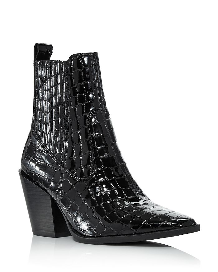 Aqua Women's Star Croc-embossed Western Booties - 100% Exclusive In Black