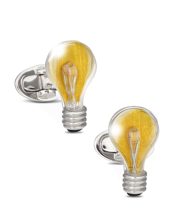Jan Leslie Sterling Silver Light Bulb Cufflinks In Yellow