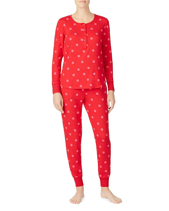 Kate Spade New York Printed Long Jogger Pajama Set In Red Print