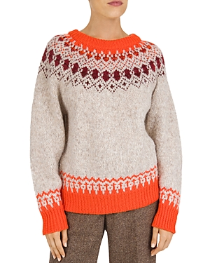 Gerard Darel Savina Fair Isle Sweater In Apricot