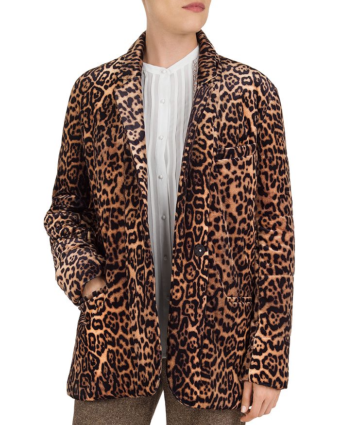 Gerard Darel Vaira Leopard Print Blazer In Brown