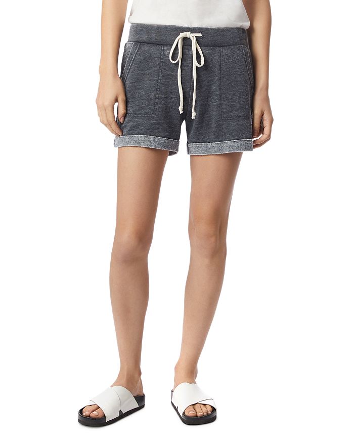 Alternative French Terry Drawstring Shorts In Washed Black