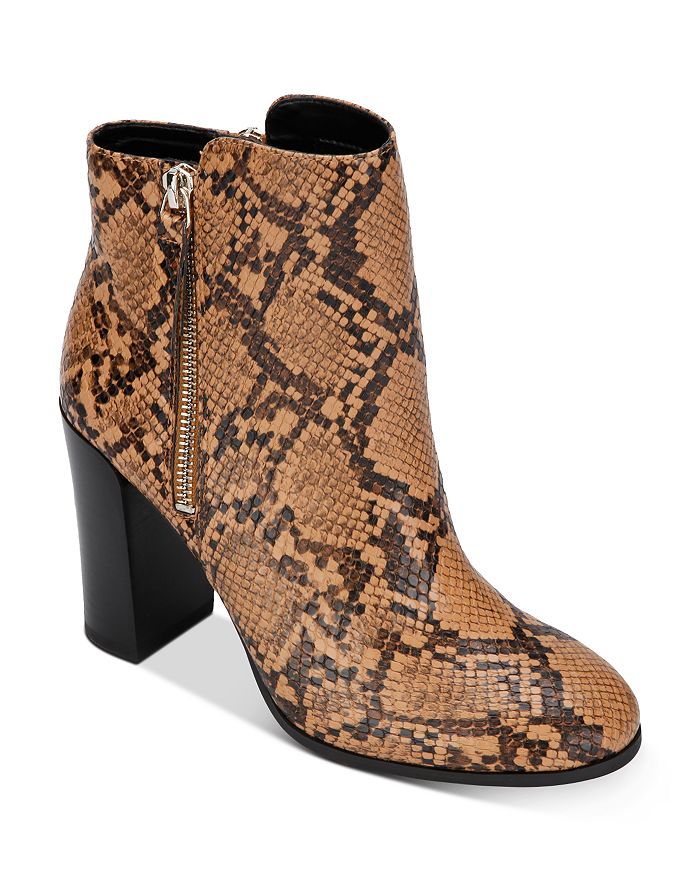 Kenneth Cole Women's Justin Zip Booties In Tan Snake Embossed Leather