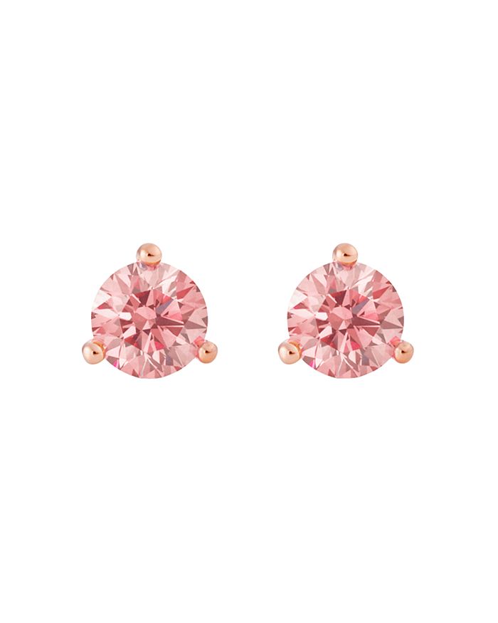 Lightbox Jewelry Solitaire Lab-grown Diamond Stud Earrings, 1 Ct. T.w. In Pink/gold