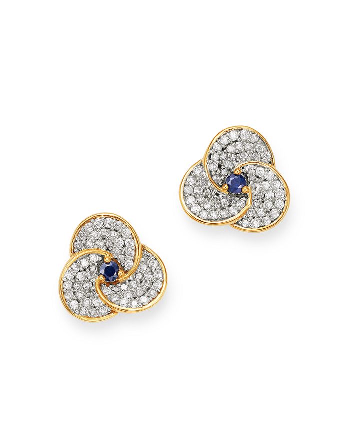 Adina Reyter 14k Yellow Gold Diamond & Sapphire Petals Stud Earrings In Multi/gold