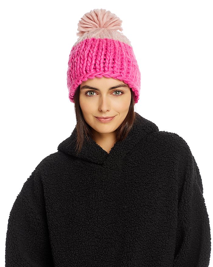 Free People Cozy Up Colorblock Pom Beanie - Pink | ModeSens display picture 3