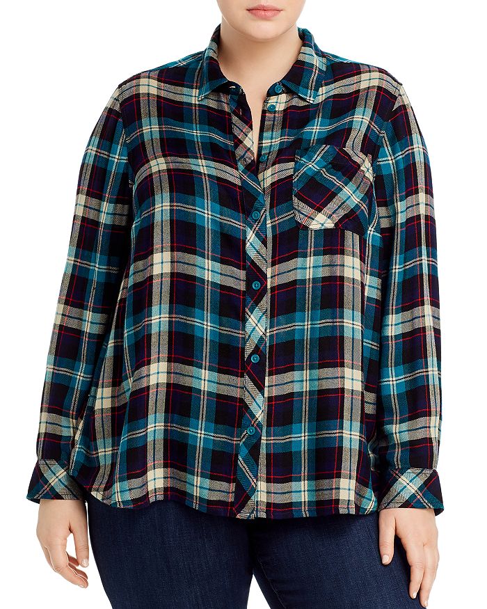 Beachlunchlounge Plus Charley Plaid Button-front Shirt In Vintage