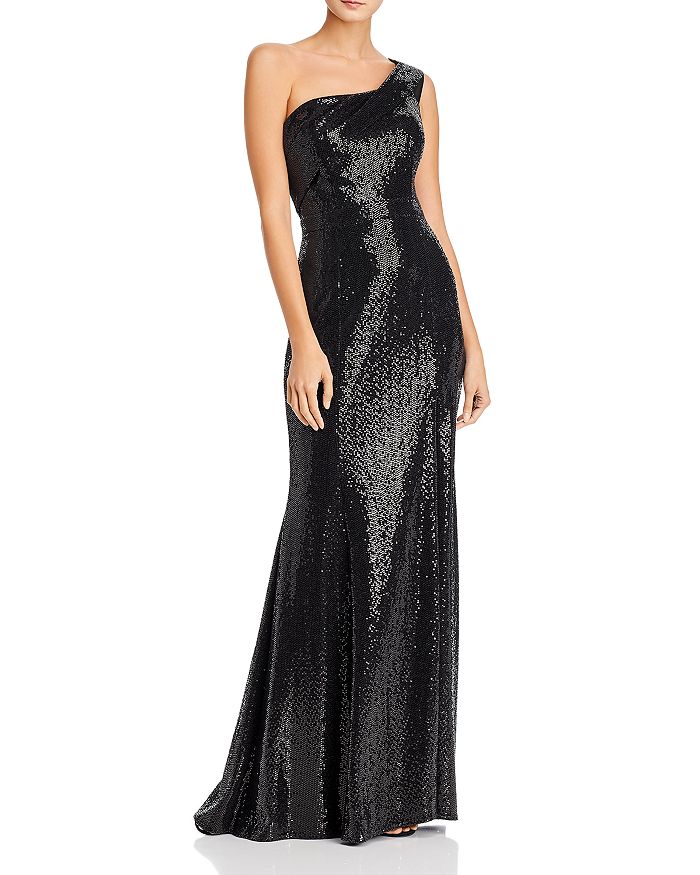 Aqua One-shoulder Sequin Gown - 100% Exclusive In Black/black