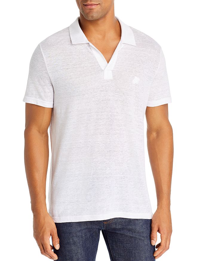 Shop Vilebrequin Regular Fit Short Sleeve Linen Polo Shirt In White