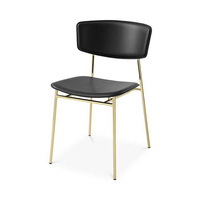 Calligaris Fifties Leather Chair In Brass/black