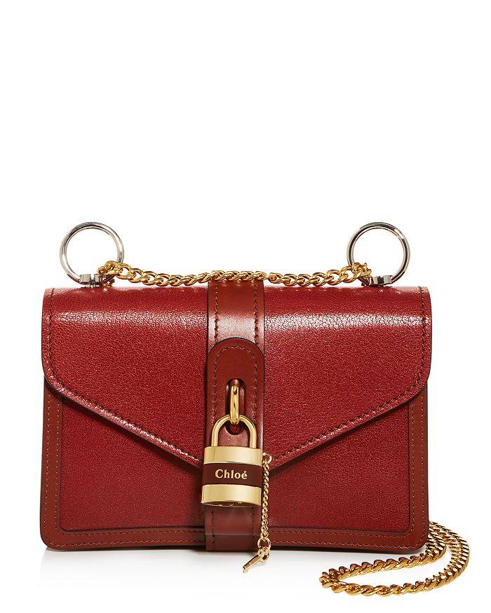 Chloé Aby Mini Leather Shoulder Bag In Sepia Brown