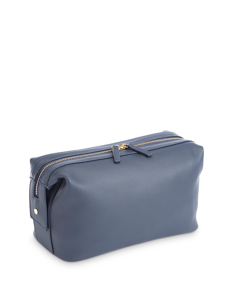 Royce New York Executive Leather Toiletry Bag In Navy Blue