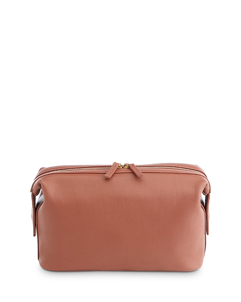 Royce New York Executive Leather Toiletry Bag In Tan