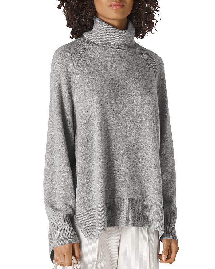 Whistles Relaxed Cashmere Turtleneck Sweater In Gray