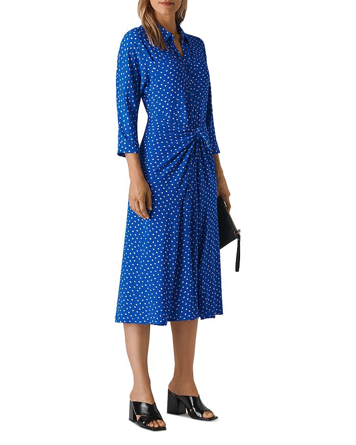WHISTLES SELMA DOT TIE-WAIST DRESS,30721