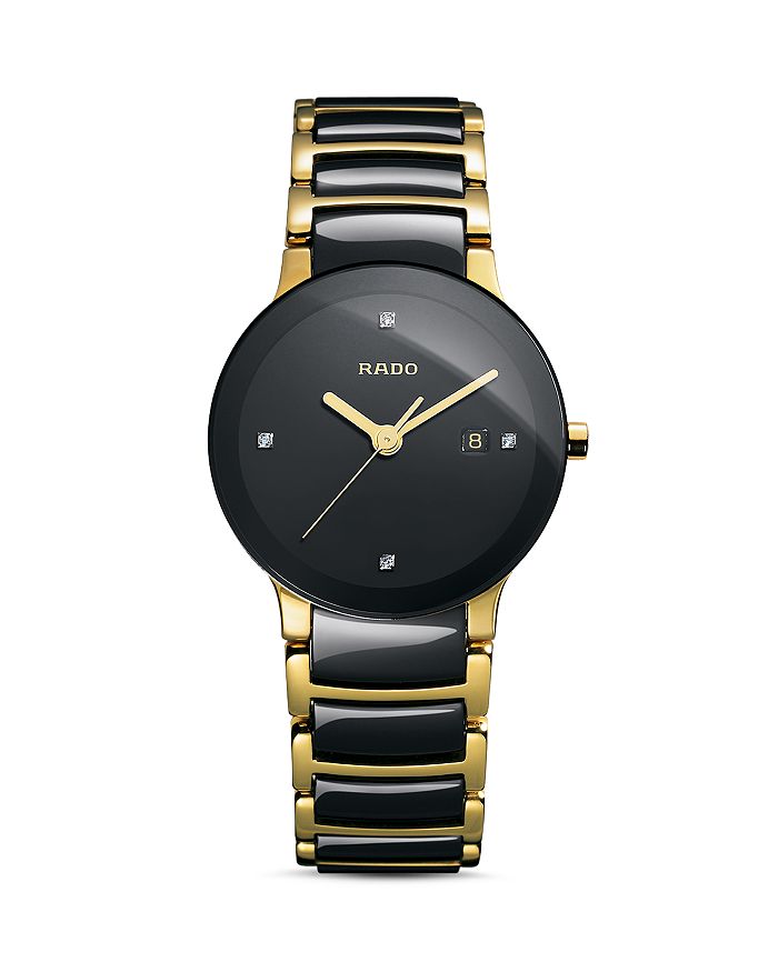 Shop Rado Centrix Watch, 28mm In Black/gold
