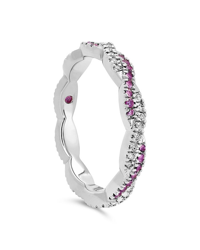Hayley Paige For Hearts On Fire 18k White Gold Harley Go Boldly Braided Eternity Power Band With Dia In Pink/white
