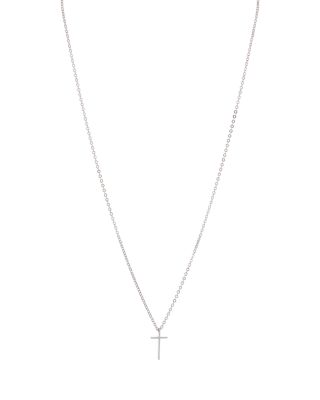 Swedged Cross Pendant Necklace in Sterling Silver, 18" 