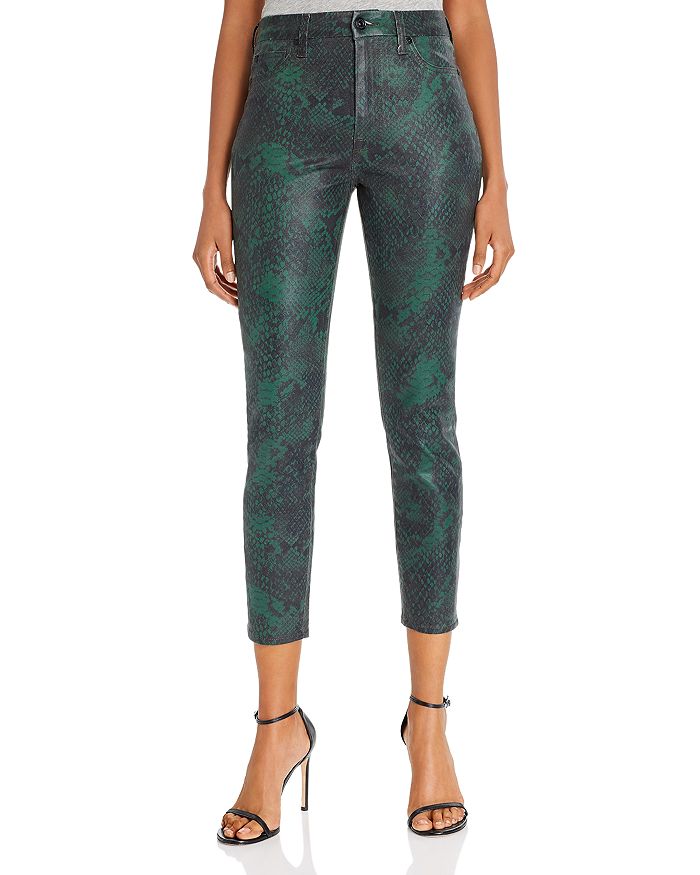 7 FOR ALL MANKIND HIGH-WAIST ANKLE SKINNY JEANS IN COATED GREEN PYTHON,AU8693342
