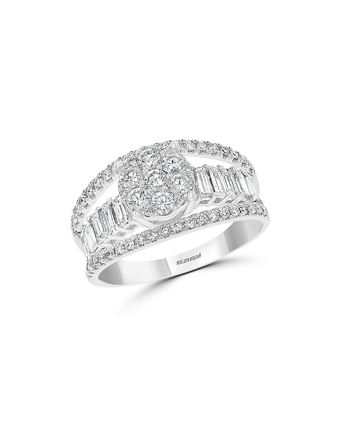 Bloomingdale's Cluster Diamond Multi-row Ring In 14k White Gold, 1.25 Ct. T.w. - 100% Exclusive