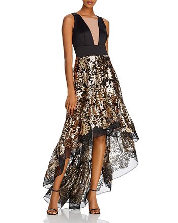 BRONX AND BANCO Louise Metallic High-Low Gown | Bloomingdale's