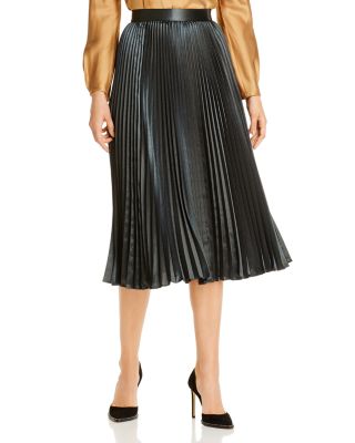 leather look pleated maxi skirt