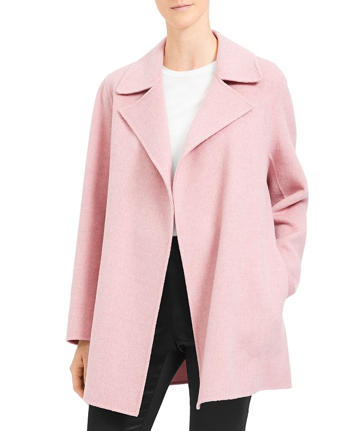 Theory Double-faced Wool & Cashmere Coat In Winter Pink Melange