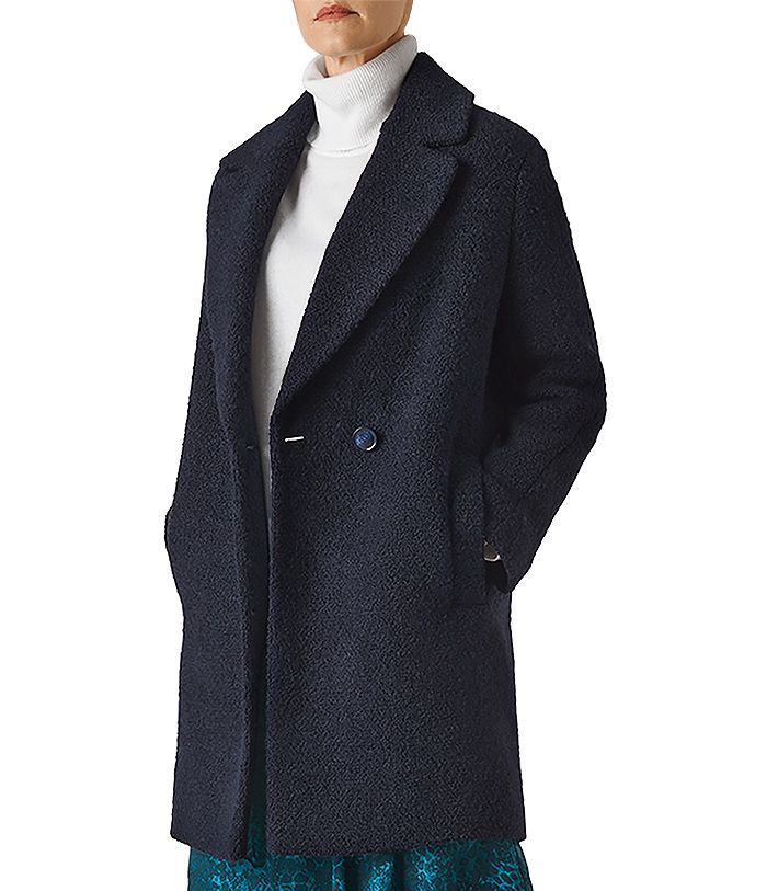 Whistles Boucle Coat In Navy